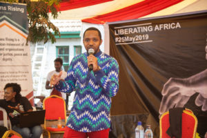 Activist Boniface Mwangi takes part in the 2019 Africans Rising May 25 - African Liberation Day mobilization in Nairobi, Kenya.