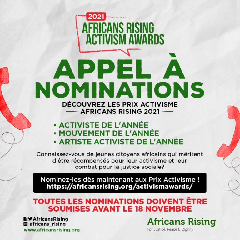 Nomination Prix Activisme Africans Rising 2021